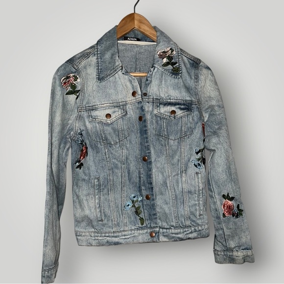 Azalea Wang Jackets & Blazers - Azalea Floral Embroidered Denim Jacket